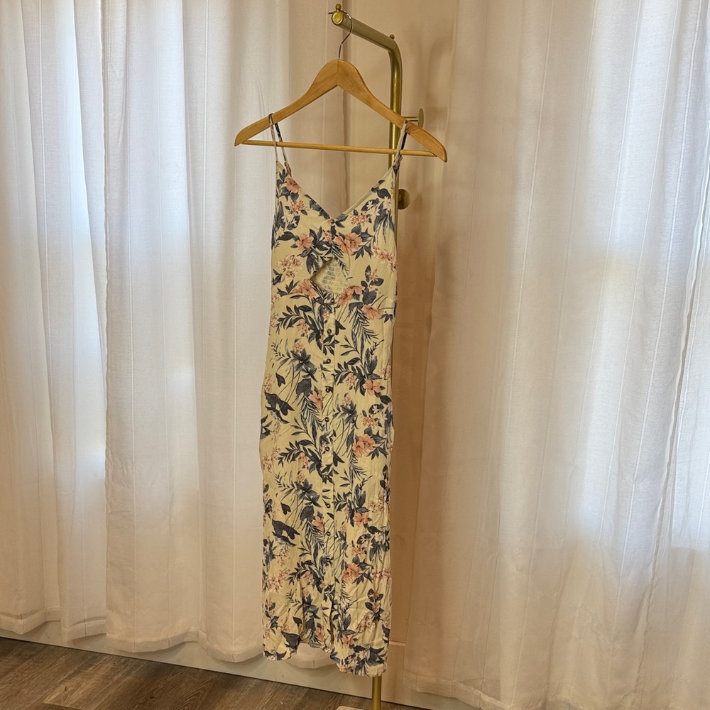 American Eagle Outfitters Cream and Blue Floral Midi Dress